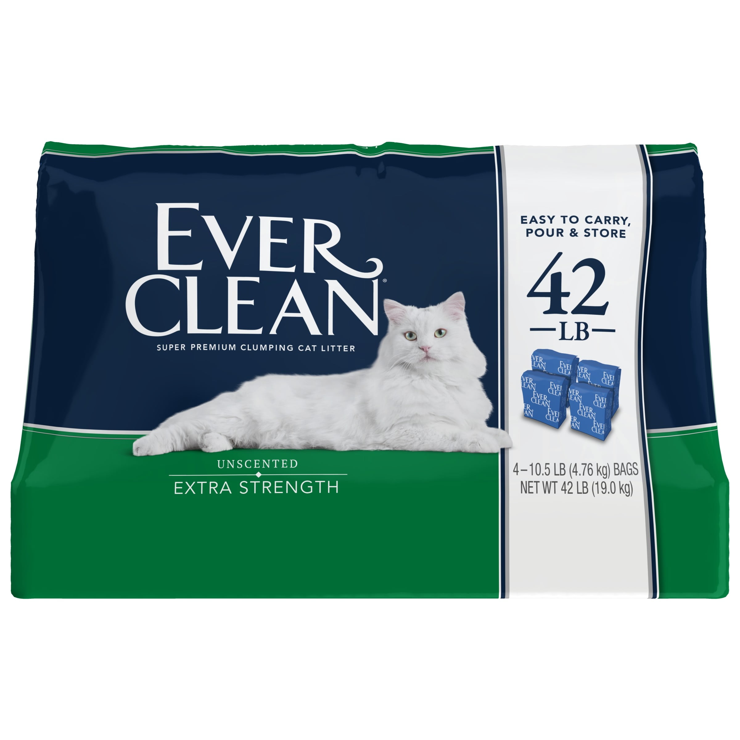 Ever Clean Extra Strength Clumping Cat Litter, Unscented, 42 Pounds ...