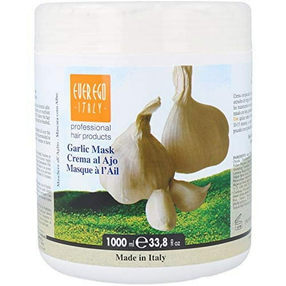 Ever Ego Italy Garlic Mask For Damaged, Bleached or Colored Hair For Men And Women, 33.8 Oz