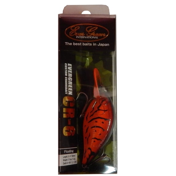 Ever Green CR-6 Crankbait 2.25" Lure 7/16 Ounce Fire Craw, CR-6-64