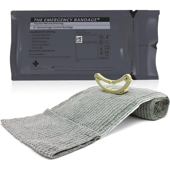 Ever Ready First Aid Israeli Battle Dressing Compression Bandage, 6", Black