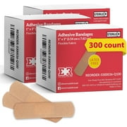 Ever Ready First Aid 1” x 3” Fabric Adhesive Bandages, Latex-Free Stretchy Strips – 300 Count
