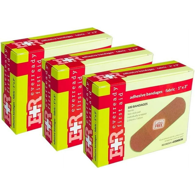 Ever Ready First Aid 1” x 3” Fabric Adhesive Bandages, Latex-Free Stretchy Strips – 300 Count