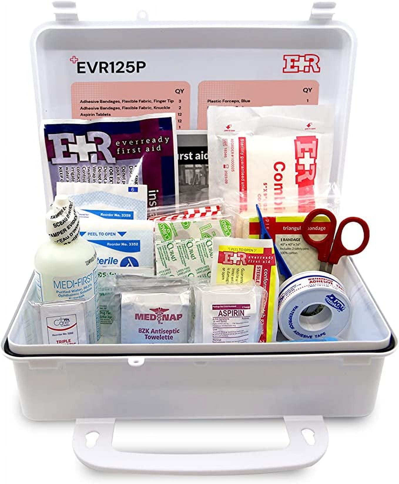 Ever Ready First Aid 107 Piece 25 Person First Aid Kit with Plastic Case, OSHA Compliant