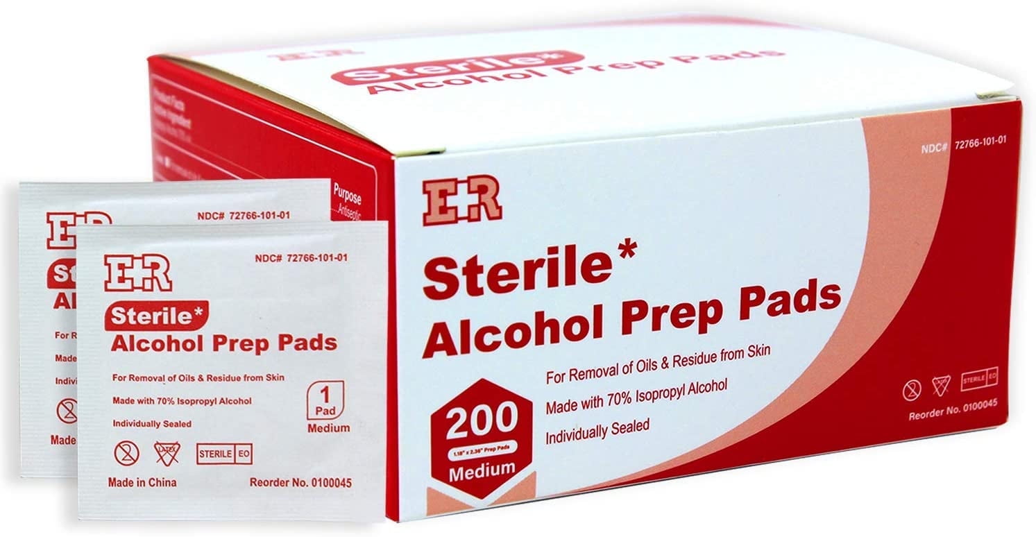 Ever Ready First Aid 70% Isopropyl Rubbing Alcohol Prep Pads 2-Ply Antiseptic Alcohol Wipes, 200 Count
