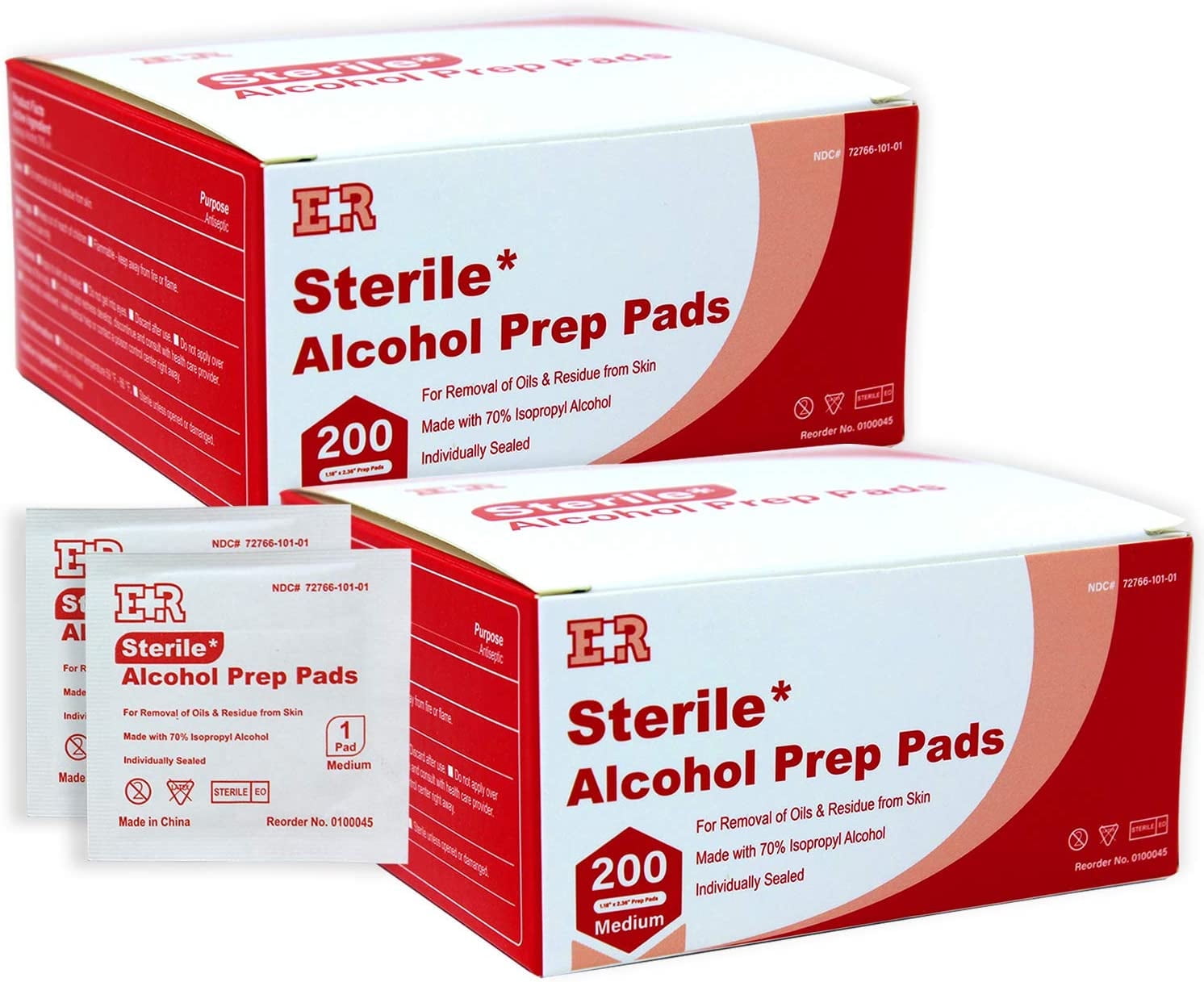 Ever Ready First Aid 70% Isopropyl Rubbing Alcohol Pads 2-Ply Antiseptic Wipes, 400 Count