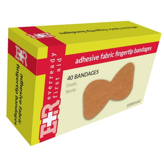 Ever Ready First Aid Adhesive Bandages, Flexible Fabric, Finger Tip, In Kit Unit Box, 40's,40 Count