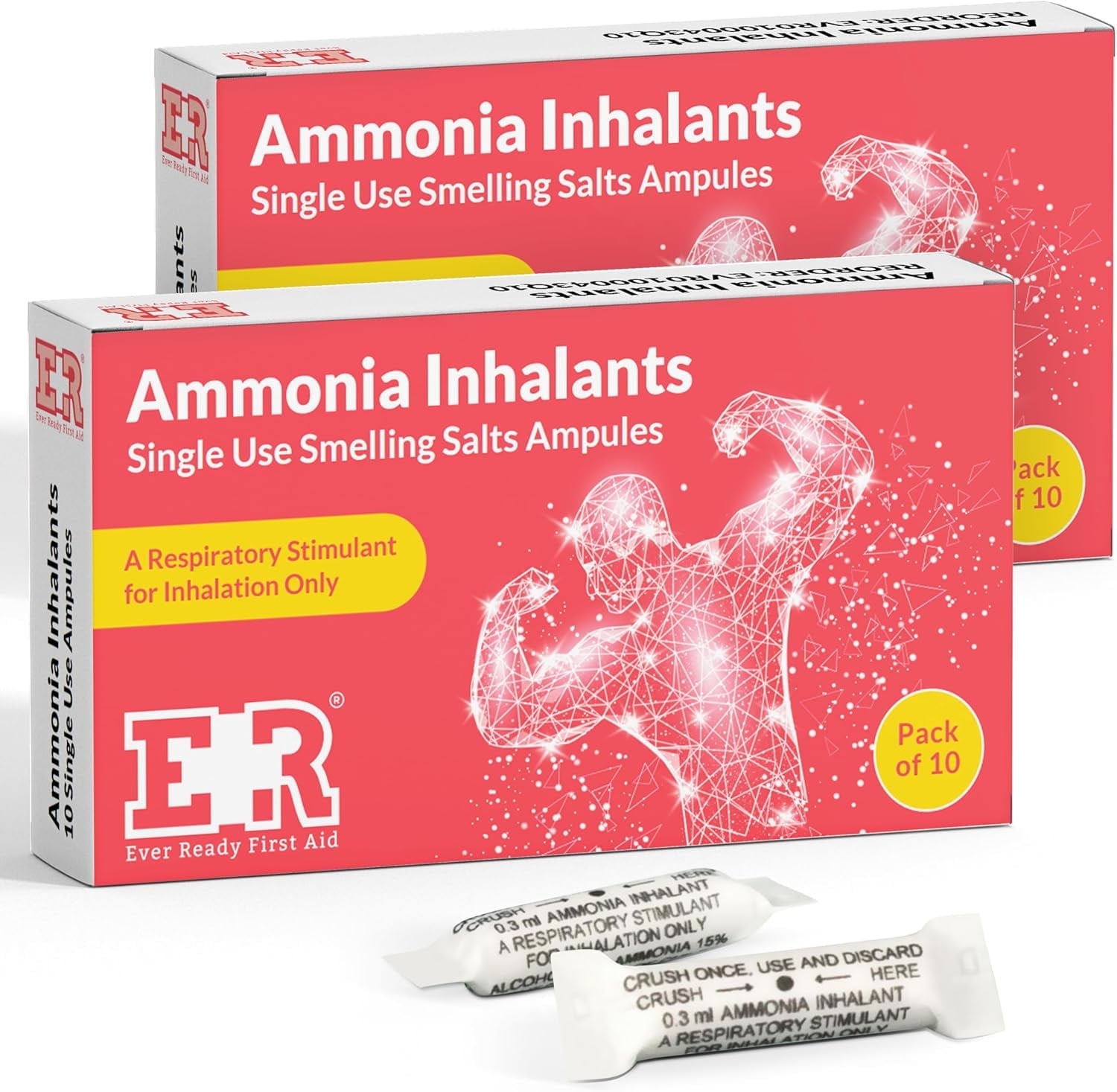 Ever Ready First Aid Ammonia Smelling Salts – Classic Sports Aromatic – 0.3ml - 20 Ampule Pack