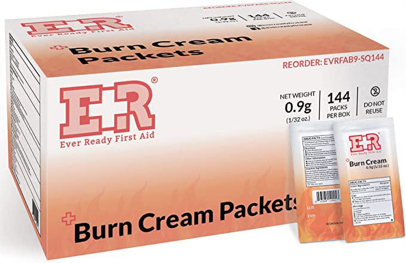 Ever Ready First Aid Antiseptic Burn Cream for Burn Pain -144 Packets
