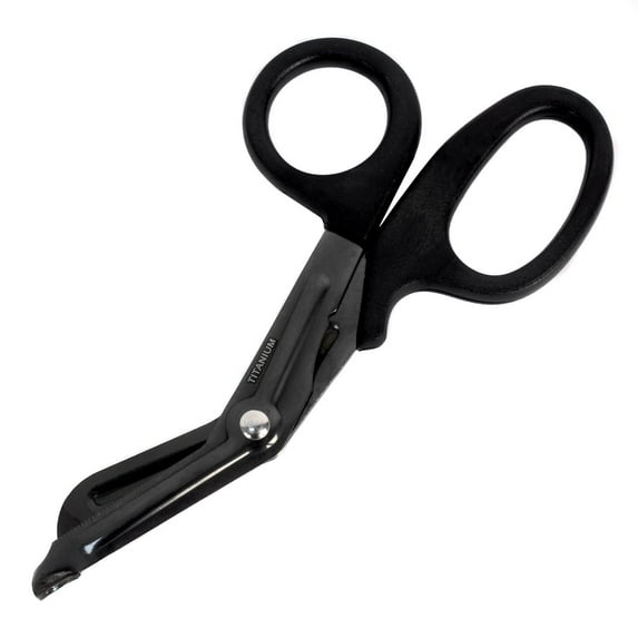 Ever Ready First Aid Autoclavable Titanium Bonded Bandage Shears 7 1/4" Bent - Black