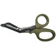 Ever Ready First Aid Autoclavable Titanium Bonded Bandage Shears 7 1/4" Bent - Olive Drab Green - 1 Pack