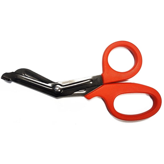 Ever Ready First Aid Autoclavable Titanium Bonded Bandage Shears 7 1/4" Bent - Orange - 1 Pack