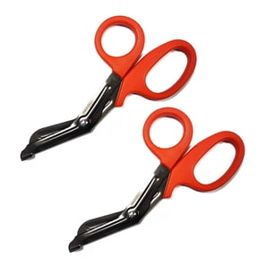 Ever Ready First Aid Autoclavable Titanium Bonded Bandage Shears 7 1/4" Bent - Orange - 2 Pack