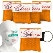 Ever Ready First Aid CPR Mask for Pocket or Key Chain, CPR Emergency Face Shield with One-Way Valve Breathing Barrier for First Aid or AED Training, 5 Count - Orange