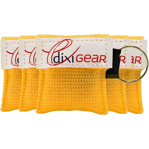 Ever Ready First Aid CPR Mask for Pocket or Key Chain, AED Training, 5 Count - Yellow