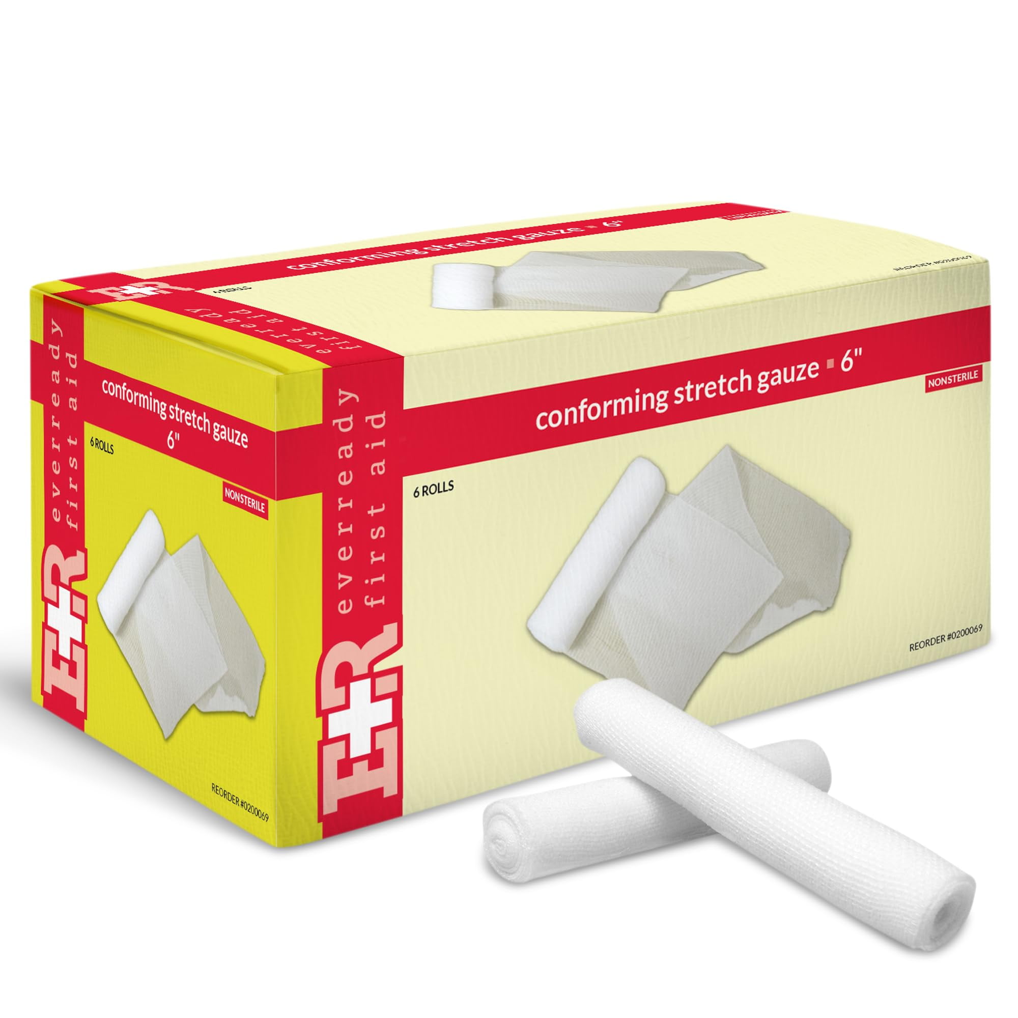 Ever Ready First Aid Sterile Conforming Gauze Roll Bandage 6" – Box Of 6 (Exp 10/2022)