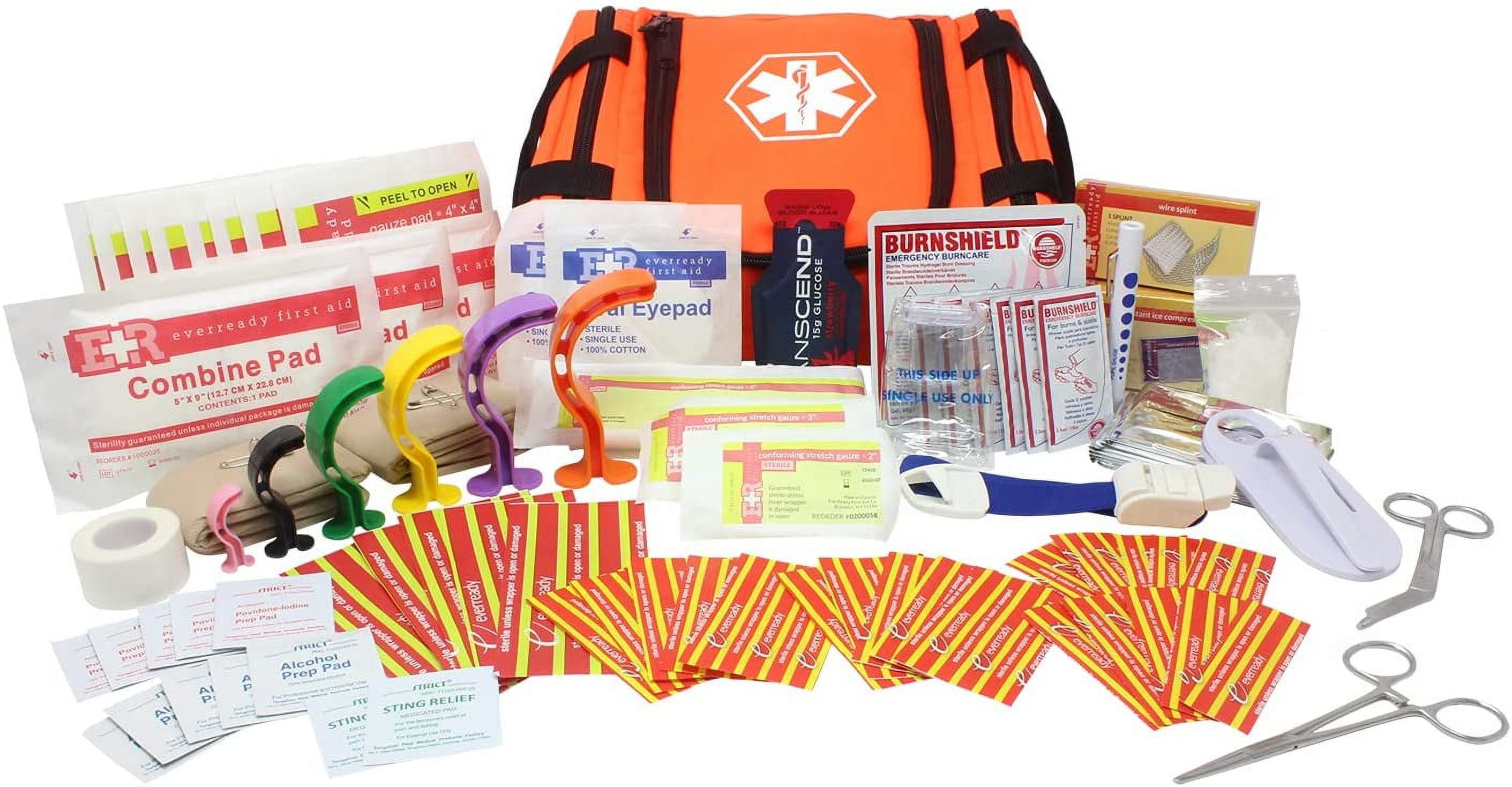 Ever Ready First Aid EMS First Responder Fully Stocked Trauma First Aid Kit (Orange)