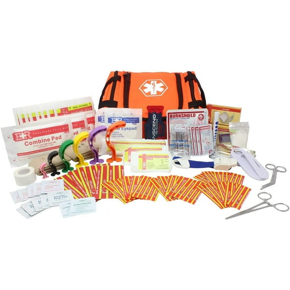 Ever Ready First Aid EMS First Responder Fully Stocked Trauma First Aid Kit (Orange)