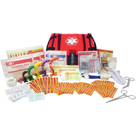 Ever Ready First Aid EMS First Responder Fully Stocked Trauma First Aid Kit (Red)