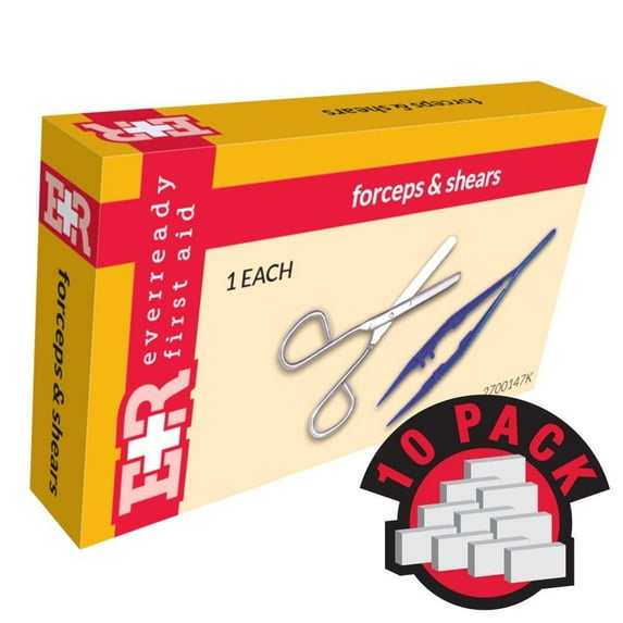 Ever Ready First Aid Forceps & Scissors Kit, In Kit Unit Box, 10 Count