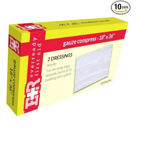 Ever Ready First Aid Gauze Compress Bandage, Sterile, 18" x 36", In Kit Unit Box (Pack of 10)