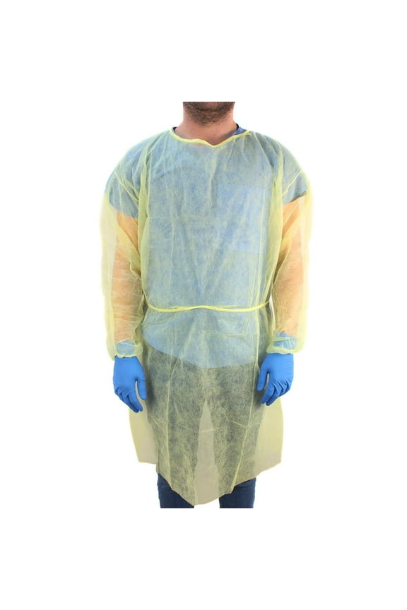 Isolation Gowns Disposable Coveralls with Elastic Cuffs, 10-Pack