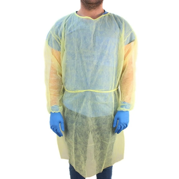 Ever Ready First Aid Isolation Gowns Disposable Coveralls with Elastic Cuffs, 30-Pack