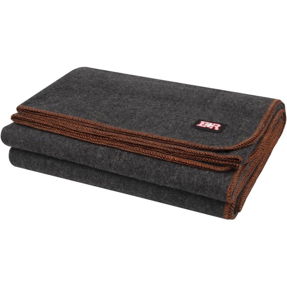 Ever Ready First Aid Military Wool Blanket - Perfect for Outdoors, Camping & Bushcraft Emergency Blanket, 80% Wool - 96" x 66", 5 lbs. - Grey - Twin Size
