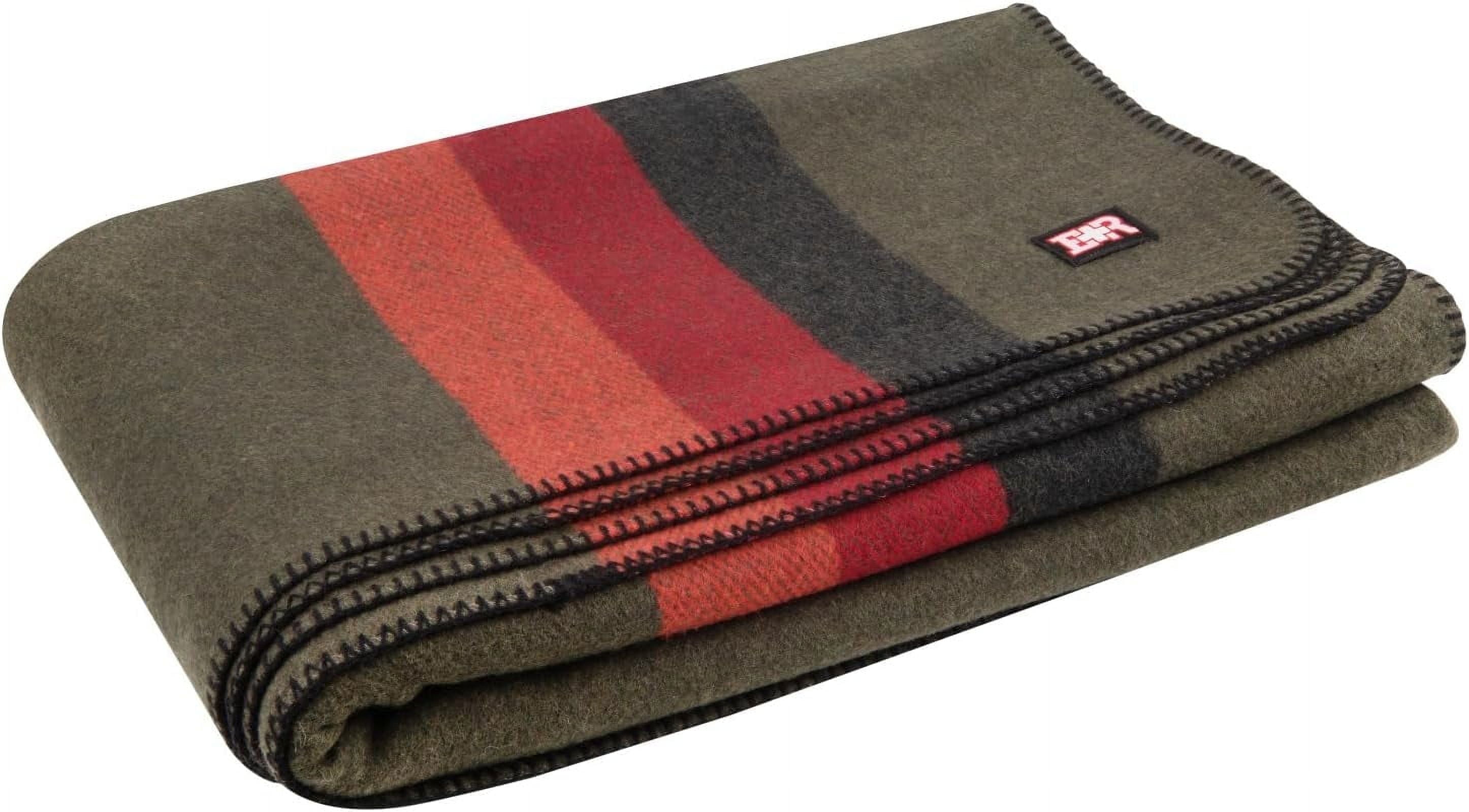 Military Wool Blanket - Perfect for Outdoors, Camping & Bushcraft Emergency Blanket, 95% Wool - 96" x 96" 6.65 lbs. - Olive Drab Green with Stripes - Queen Size by Ever Ready First Aid