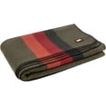 thumbnail image 1 of Military Wool Blanket - Perfect for Outdoors, Camping & Bushcraft Emergency Blanket, 95% Wool - 96" x 96" 6.65 lbs. - Olive Drab Green with Stripes - Queen Size by Ever Ready First Aid, 1 of 5