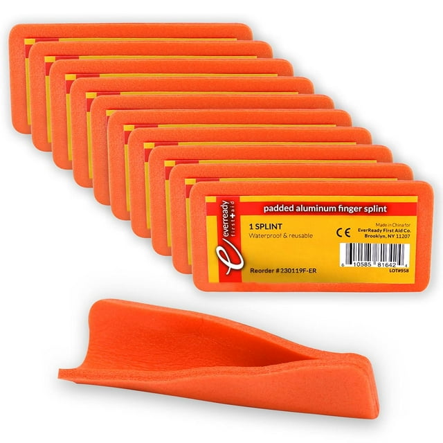 Ever Ready First Aid Padded Aluminum Finger Splints 4x2 Inch 10