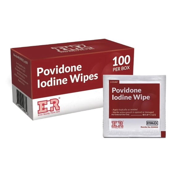 Ever Ready First Aid Povidone Iodine Wipes 100 Count