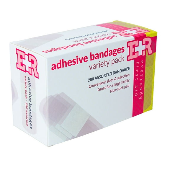 Ever Ready First Aid Quality Adhesive Bandage Variety Pack, 280 Count