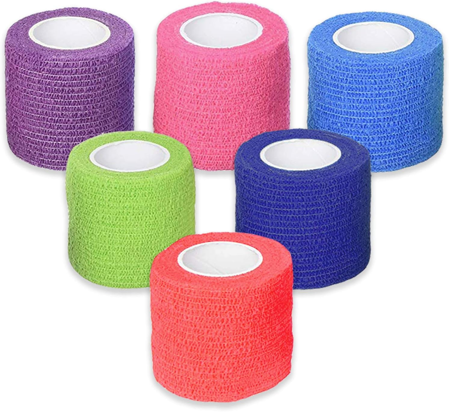 Ever Ready First Aid Self Adherent Cohesive Adhesive Bandage, Rainbow Colors, 2" x 5', 36 Count