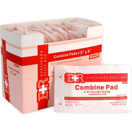 Ever Ready First Aid Sterile Combine ABD Pads Compression Bandage for Wound Care, 20-Pack