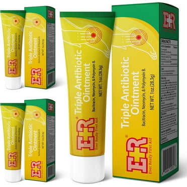 Ever Ready First Aid Triple Antibiotic Ointment 1.0 oz, First Aid Ointment for Minor Scratches, Cuts, Burns, Wounds and Infection - 3 Pack