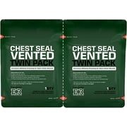 Ever Ready First Aid Vented Chest Seal with Quick Tear Twin Pack- 6.6” Square Occlusive Adhesive Dressing for Open Chest Wounds