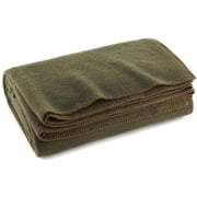 Ever Ready First Aid Warm Fire Retardant Blanket, 66" x 90" 80% Wool - US Military Style - Olive Drab Green