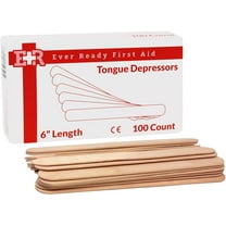 Ever Ready First Aid Wood 6" Tongue Depressors, Medical, All Purpose, Crafts - 100 Count