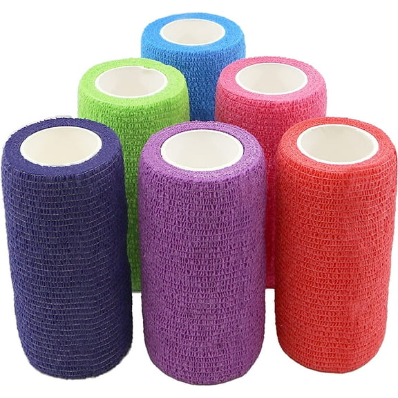 Ever Ready First Aid Wound Care Cohesive Bandage Wrap Self Adhesive Elastic Bandage, Rainbow 6-Pack