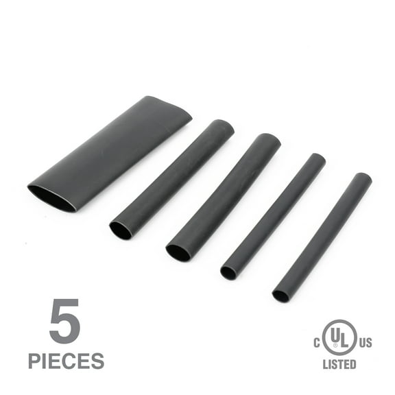 Ever Start 5-Piece Heat Shrink Tubing, Fits 14/10/6 Gauge for Cars and Trucks, Model 5105, Black