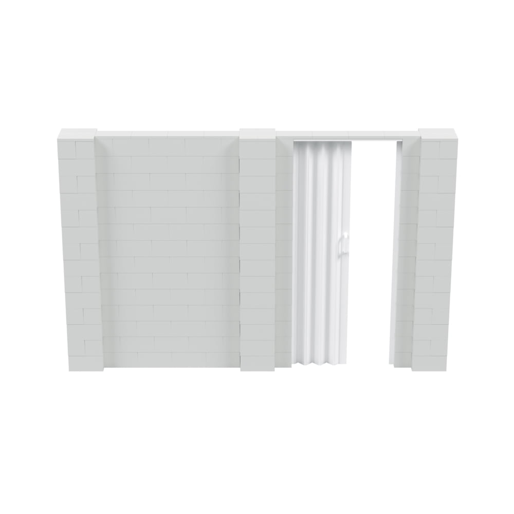 EverBlock 11’ x 7’ Wall Kit with Accordion Door | 3’ x 7’ Doorway | Modular Building Blocks | Wall Display System | Room Divider & Partition | Easy to Connect & Reuse | Indoor & Outdoor Use