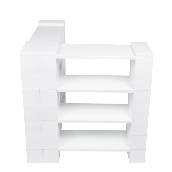 EverBlock 4 Level Corner Shelving Kit B | For Office, Playroom & Bookshelves | Giant Building Blocks | Easy to Connect & Reuse | Indoor & Outdoor Use | Build Displays & Structures | White