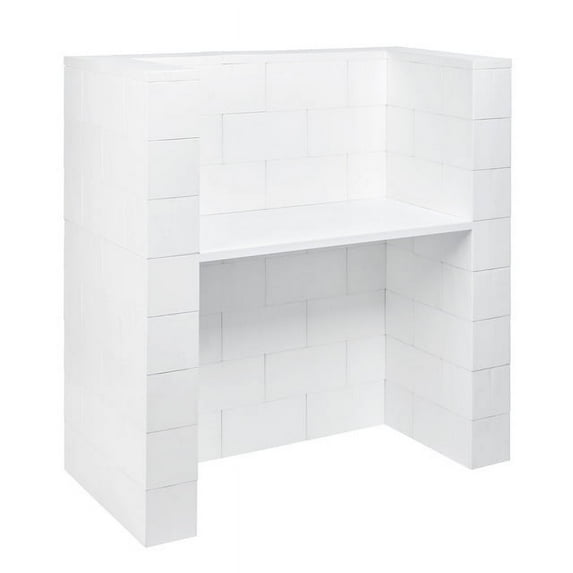 EverBlock 4’ Office Desk with Privacy Kit | 48”L x 24”W x 48”H | Modular Building Blocks | Home Office Work Desk | Easy to Connect & Reuse | Indoor & Outdoor Use