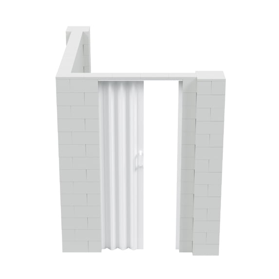 EverBlock 6’ x 8’ x 7’ L-Shaped Wall Kit with Accordion Door | 3’ x 7’ Doorway | Modular Building Blocks | Wall Display | Room Divider & Partition | Easy to Connect & Reuse | Indoor & Outdoor Use