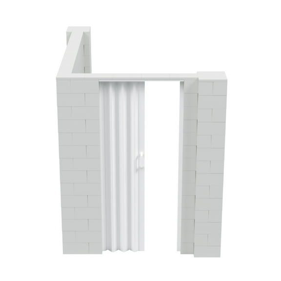 EverBlock 6’ x 8’ x 7’ L-Shaped Wall Kit with Accordion Door | 3’ x 7’ Doorway | Modular Building Blocks | Wall Display | Room Divider & Partition | Easy to Connect & Reuse | Indoor & Outdoor Use