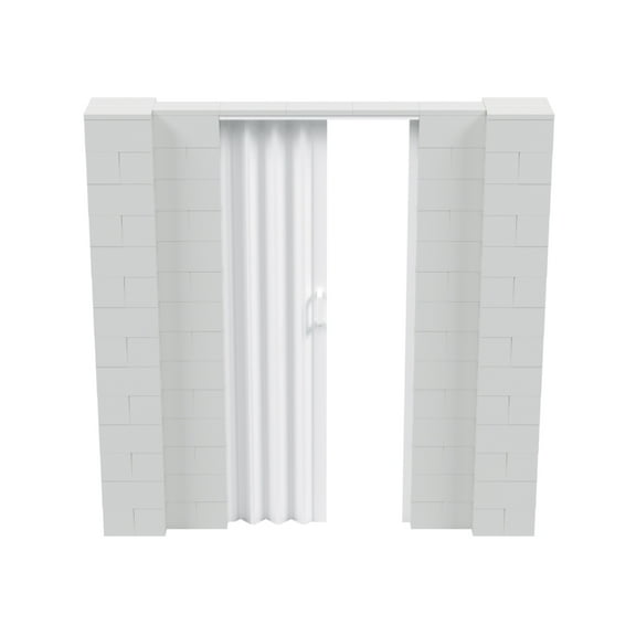EverBlock 7’ x 7’ Wall Kit with Accordion Door | 3’ x 7’ Doorway | Modular Building Blocks | Wall Display System | Room Divider & Partition | Easy to Connect & Reuse | Indoor & Outdoor Use