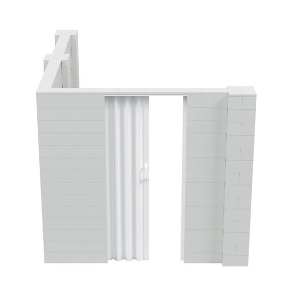 EverBlock 8’ x 10’ x 7’ L-Shaped Wall Kit with Accordion Door | 3’ x 7’ Doorway | Modular Building Blocks | Wall Display | Room Divider & Partition | Easy to Connect & Reuse | Indoor & Outdoor Use