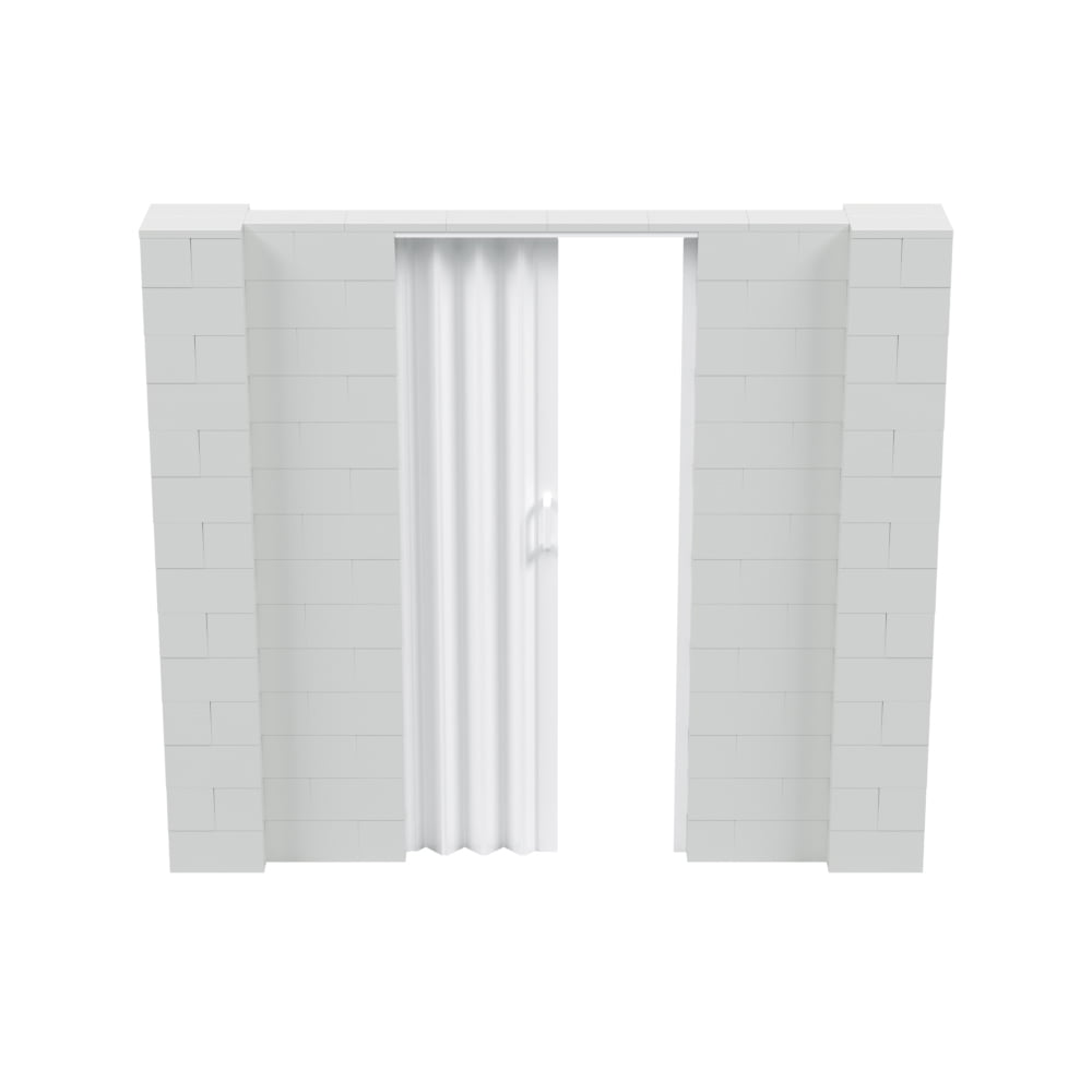 EverBlock 8’ x 7’ Wall Kit with Accordion Door | 3’ x 7’ Doorway | Modular Building Blocks | Wall Display System | Room Divider & Partition | Easy to Connect & Reuse | Indoor & Outdoor Use