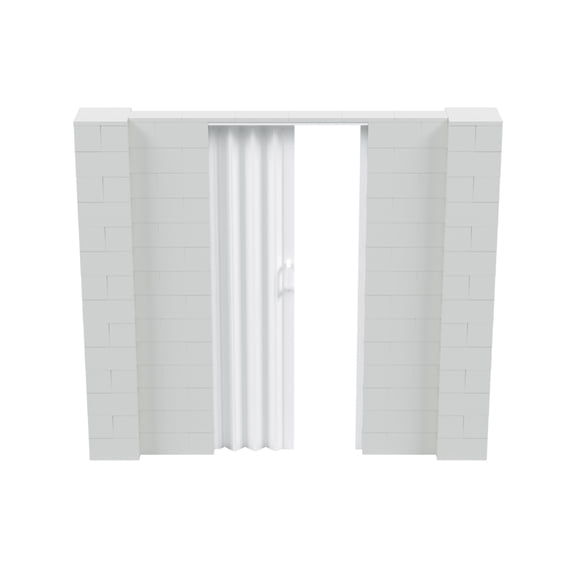 EverBlock 8’ x 7’ Wall Kit with Accordion Door | 3’ x 7’ Doorway | Modular Building Blocks | Wall Display System | Room Divider & Partition | Easy to Connect & Reuse | Indoor & Outdoor Use