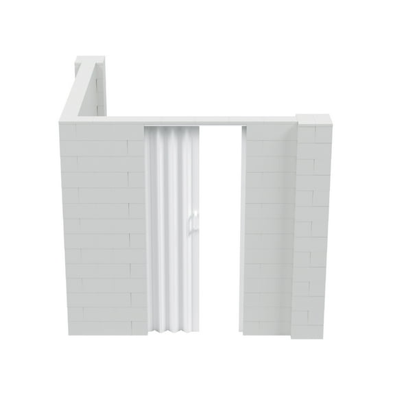 EverBlock 8’ x 8’ x 7’ L-Shaped Wall Kit with Accordion Door | 3’ x 7’ Doorway | Modular Building Blocks | Wall Display | Room Divider & Partition | Easy to Connect & Reuse | Indoor & Outdoor Use